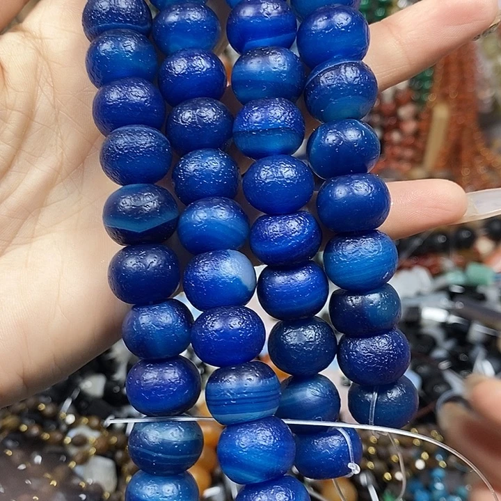 玛瑙/玉髓未镶嵌珠宝半成品橘皮老玛瑙算盘珠卡15mm一条