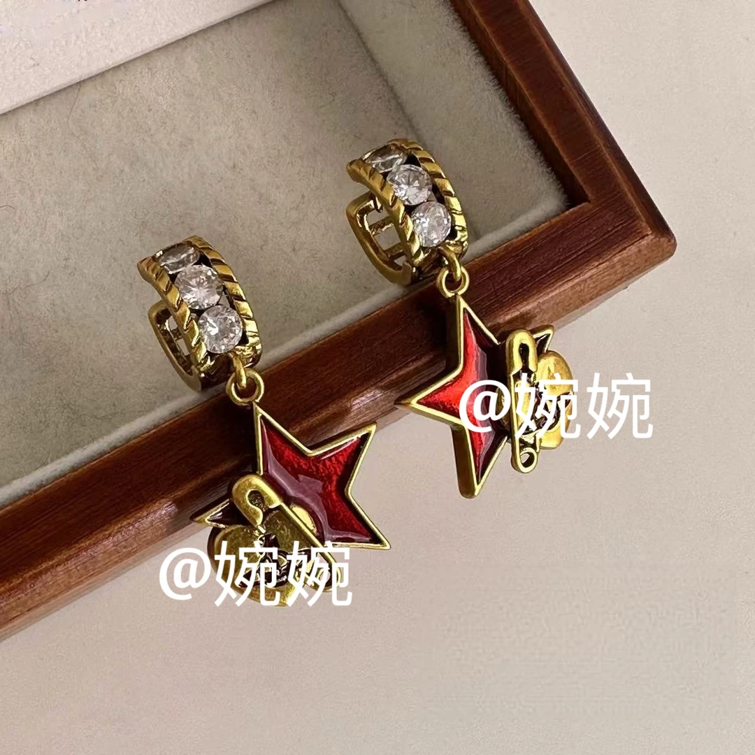 铜合金耳饰 1042韩版定制红色滴油快乐星球耳环