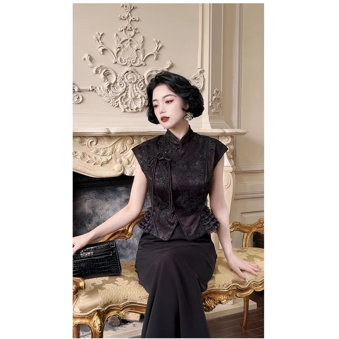 LYXJ【墨韵伊人】洋气清冷感贵系新中式上衣时尚夏季气质12010