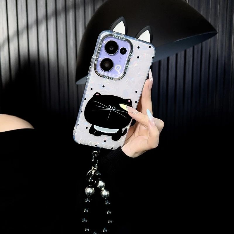 适用opporeno13手机壳新款reno13套oppo可爱耳朵波点猫咪创意女款