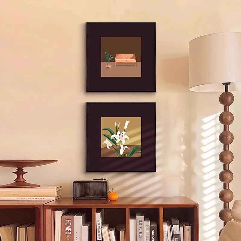 卧室艺术挂画中古风客厅装饰画法式小众桌面斗柜摆画沙发背景墙