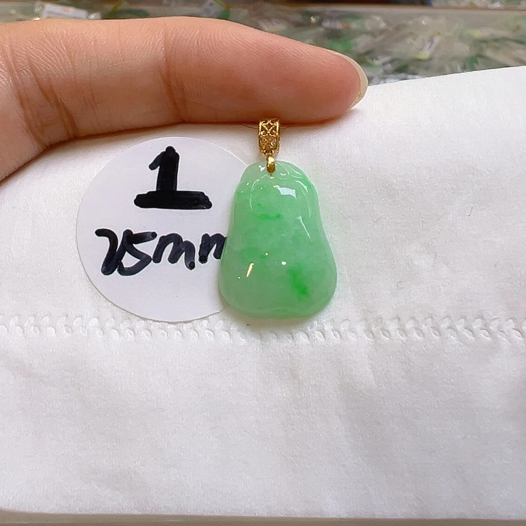 翡翠18K金镶嵌吊坠(不含链)翡翠
