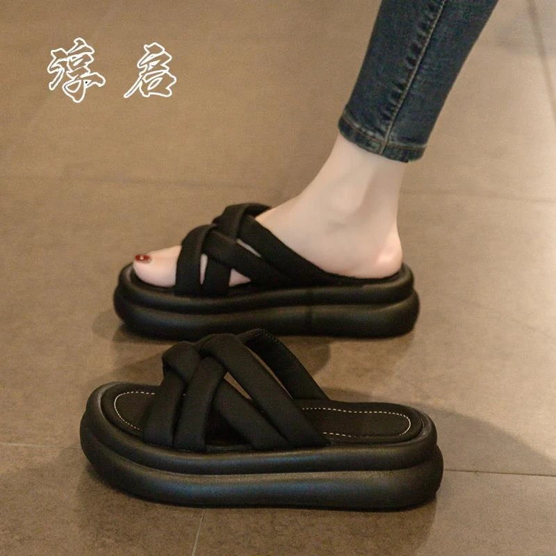 淳启凉拖鞋款夏季外穿2025年新款百搭超火时尚厚底式休闲沙滩凉鞋