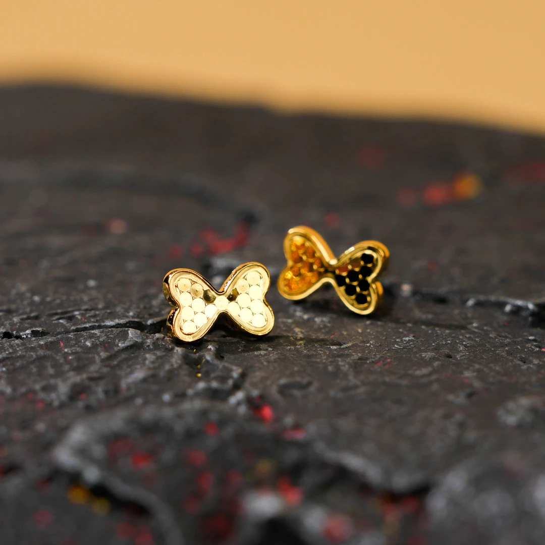 足银耳饰 足银碎冰冰蝴蝶结耳钉简约时尚女款