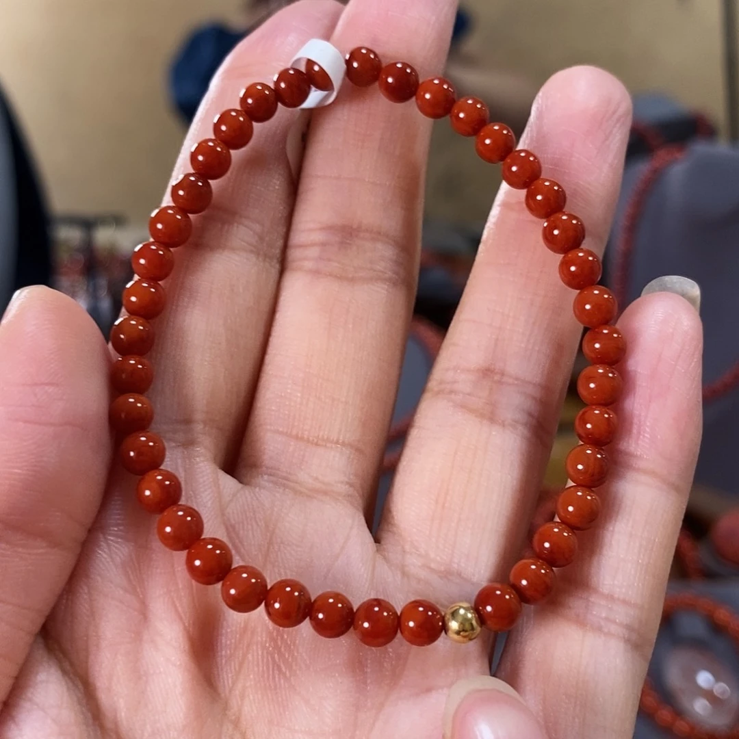 18K金镶嵌单圈4mm原矿南红玛瑙