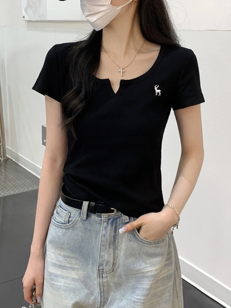 D002女装夏季卡通小鹿短袖T恤6112