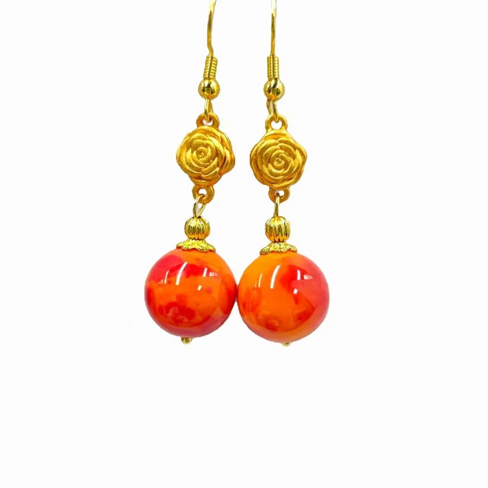 藏洪花玛瑙耳饰A28-305赠礼盒(多样性发)