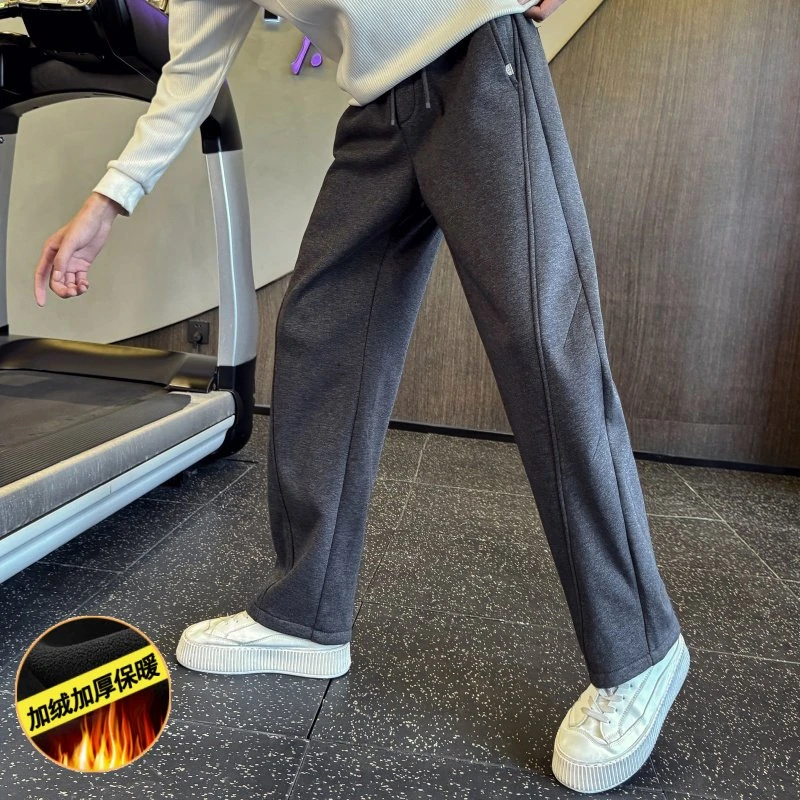 高级显瘦简约卫裤男款秋冬新款加厚保暖休闲裤潮牌男士加绒运动裤