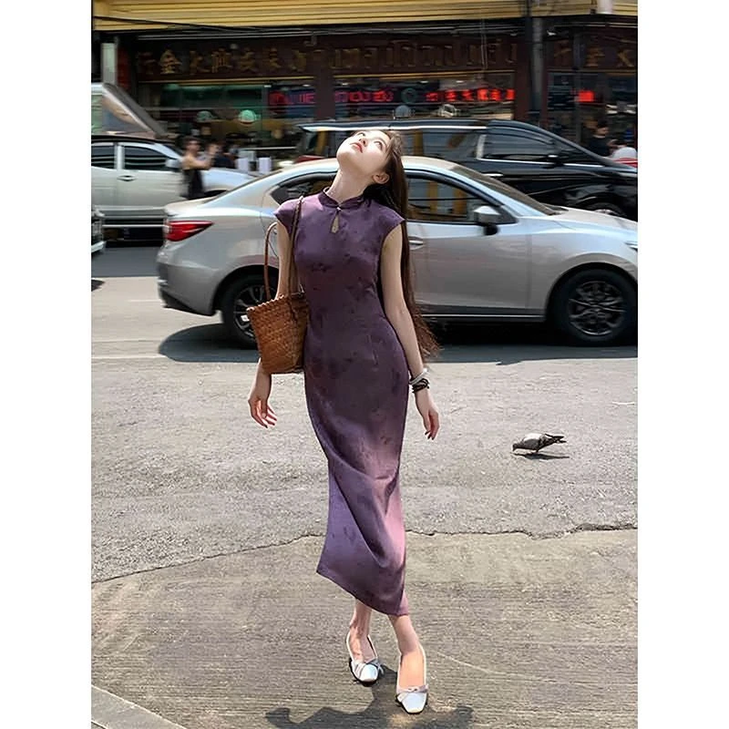 【芙蓉】新中式蝴蝶改良旗袍女2025夏水滴领镂空民国风日常连衣裙