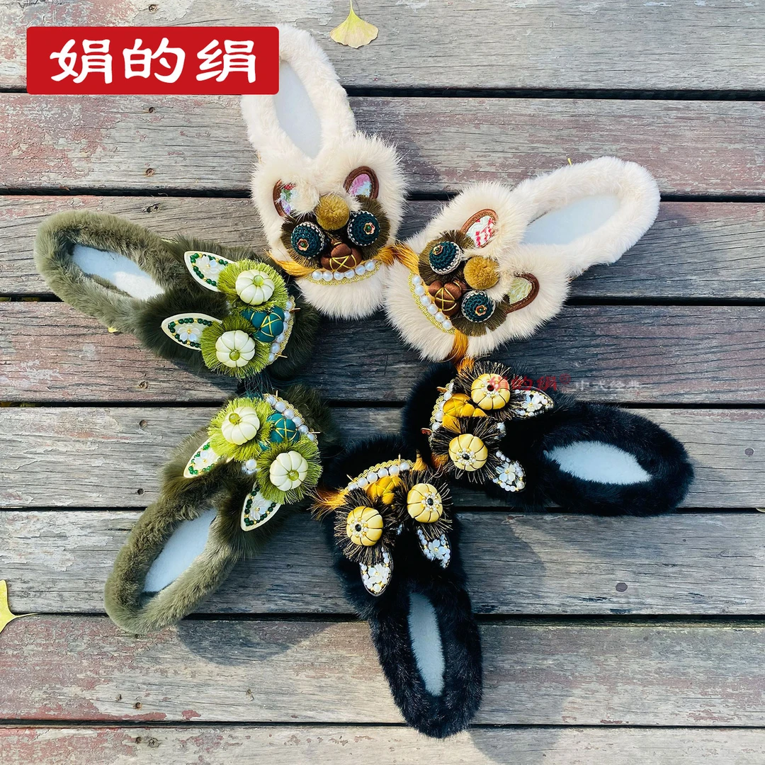 国潮民族风虎头鞋毛毛拖鞋女刺绣平底防滑包头拖鞋加绒保暖半拖女