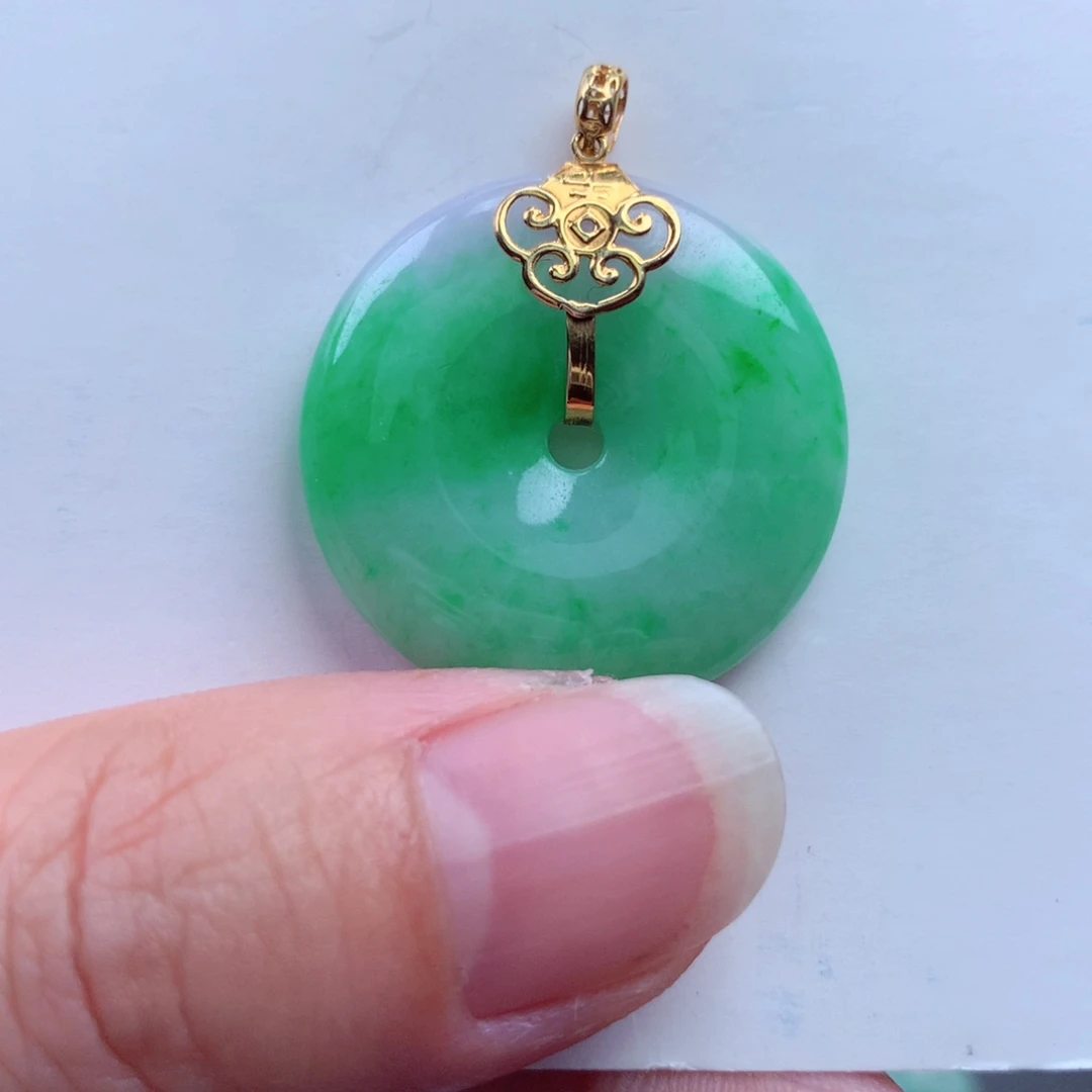 翡翠吊坠(不含链)18K金镶嵌