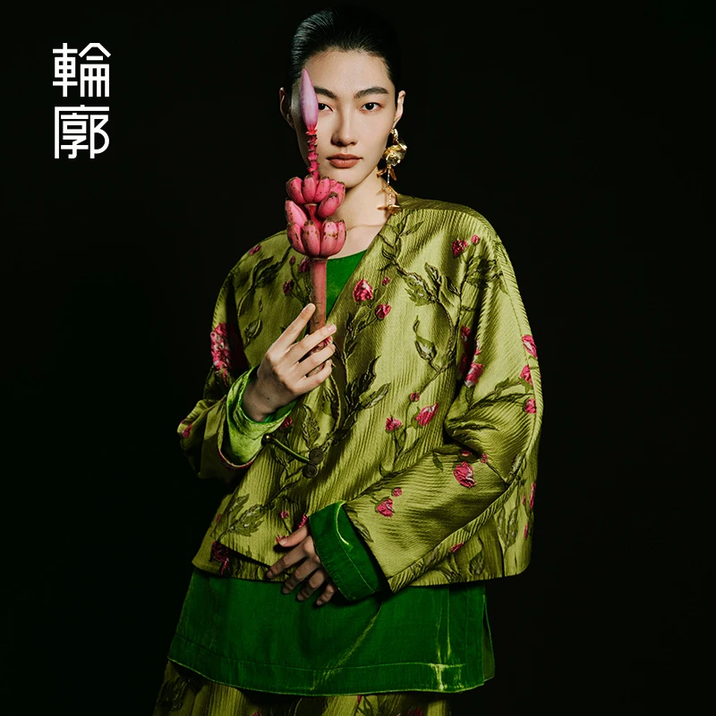 轮廓映春晖新中式短外套中国风斜襟宽松短款时尚百搭上衣L251Y022