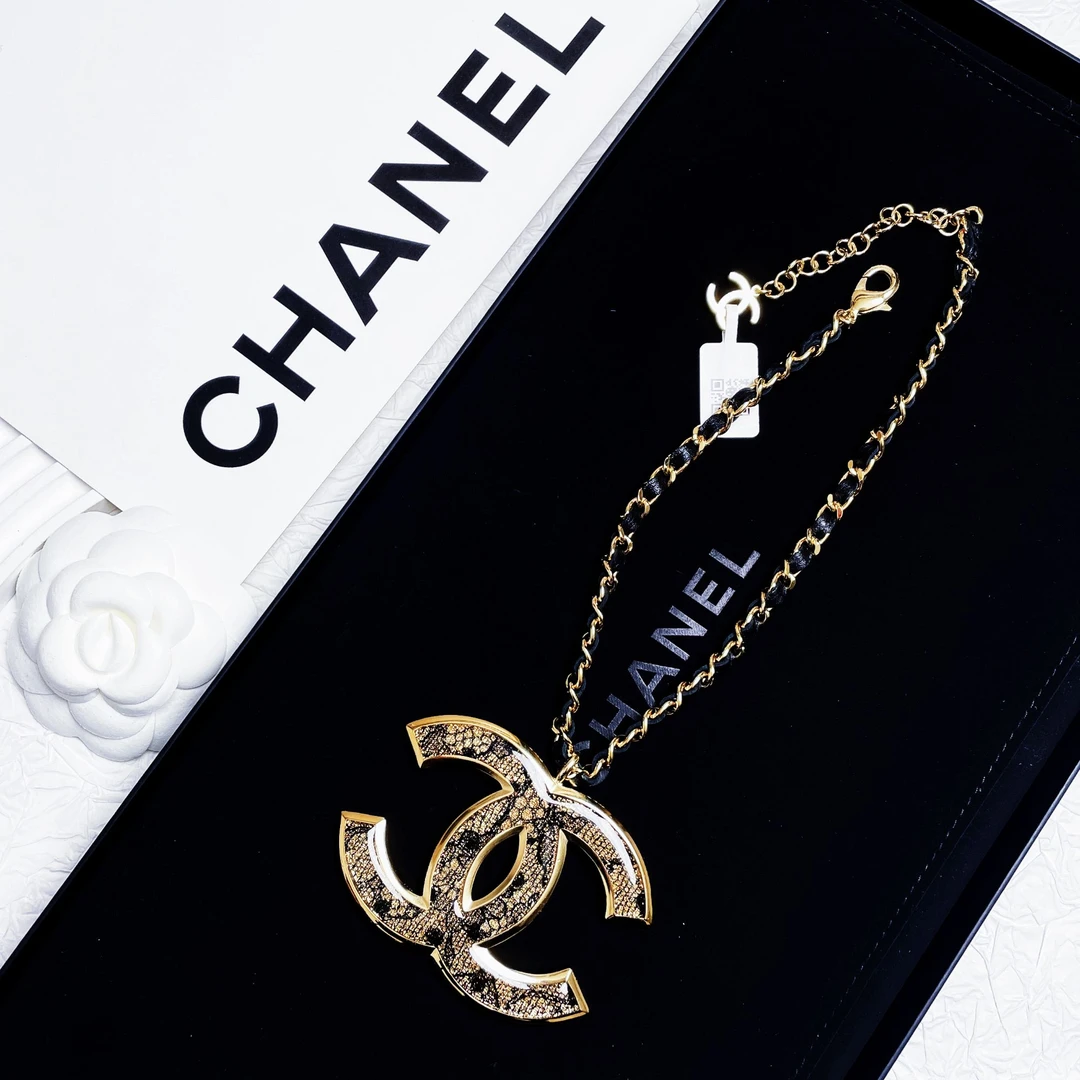 95新 Chanel/香奈儿 柚礼中古/香奈儿双C皮穿蕾丝项链LZ411515