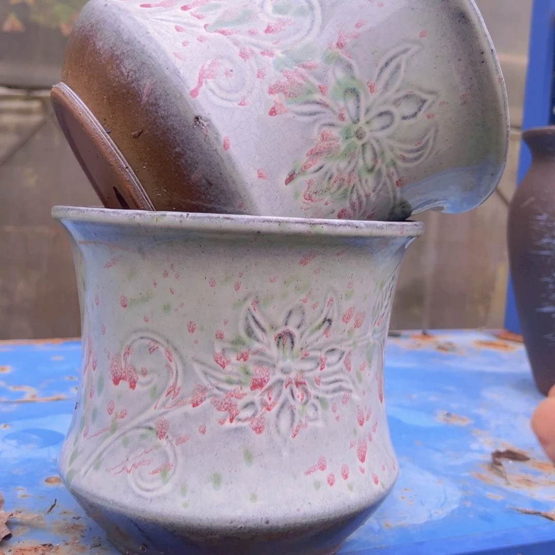 紫砂花盆高度19口径20