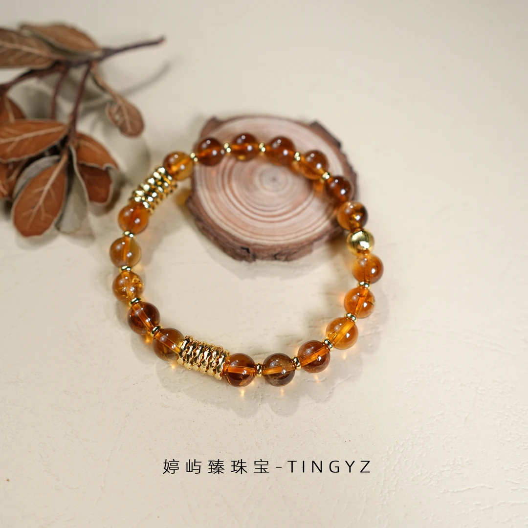 【朝霞】黄水晶手串8MM轻奢时尚天然水晶珠串
