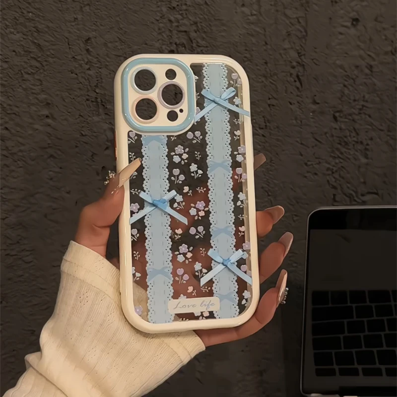 适用苹果16手机壳iPhone15奶油壳蕾丝碎花华为mate70小众小米创意