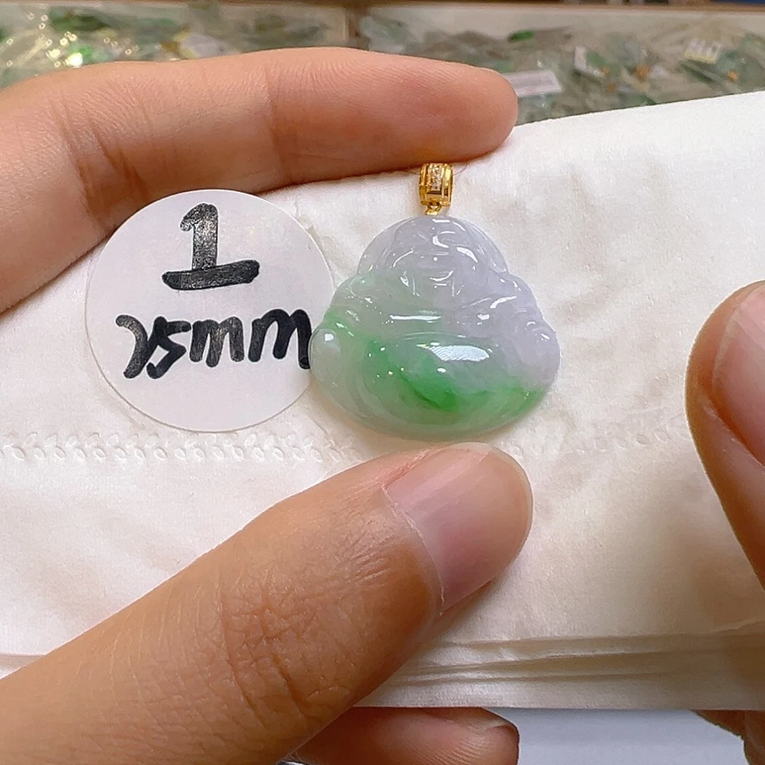 翡翠18K金镶嵌吊坠(不含链)翡翠