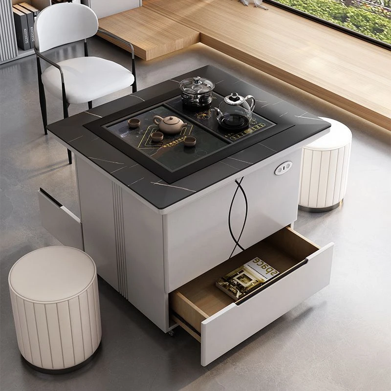移动茶桌一体家用轻奢多功能阳台茶台现代烧水小茶台升降功夫茶几