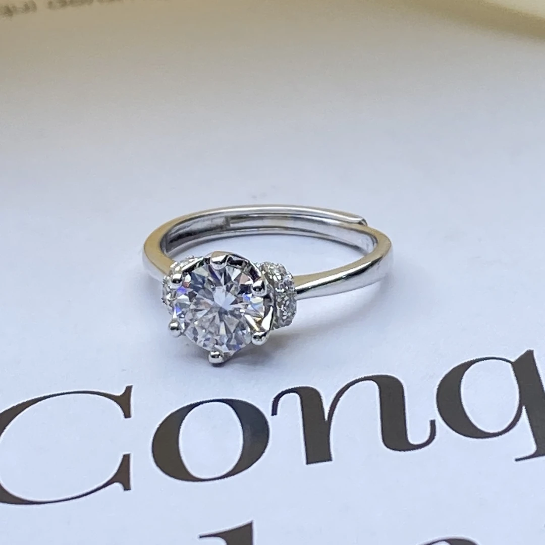 925银莫桑石银制品 【小北好物】莫桑石戒指QH144X344【约6mm+】