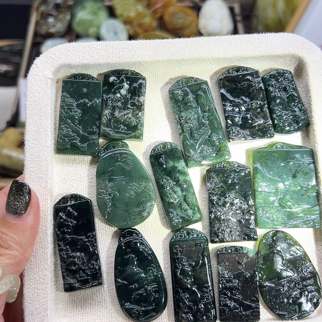 未镶嵌岫玉颈饰岫玉501小山水 单价