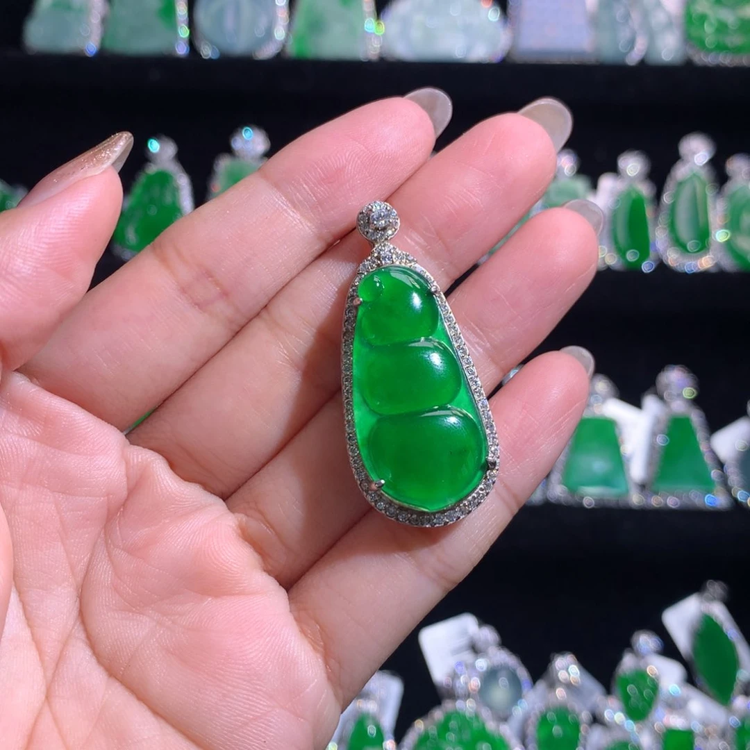 【闪购商品】翡翠银S925镶嵌颈饰天然翡翠
