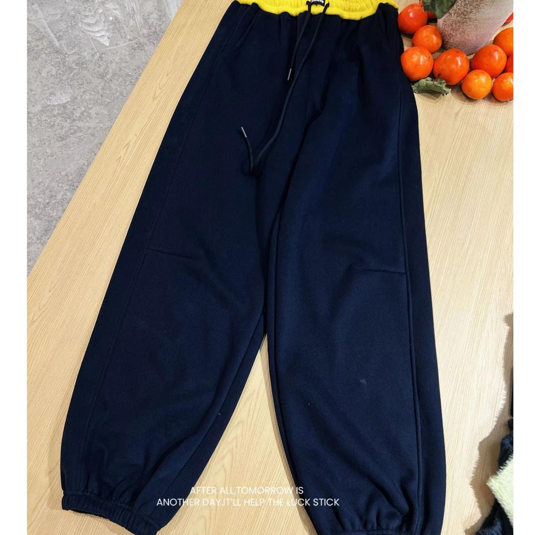 【Q-xyy服饰】冬季加绒保暖弹力松紧腰显瘦卫裤 255085