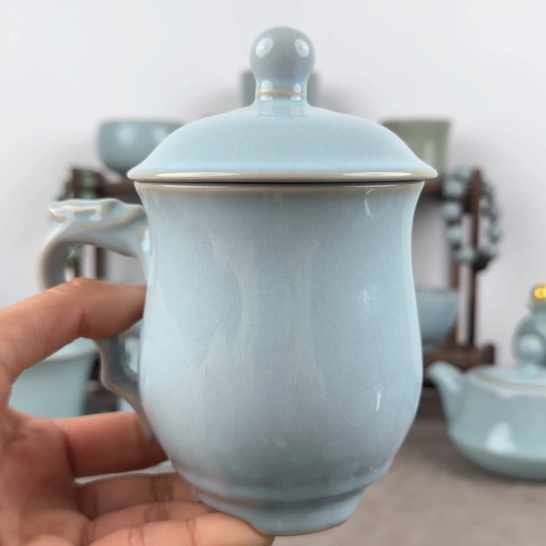 瓷片汝瓷龙头杯天青色