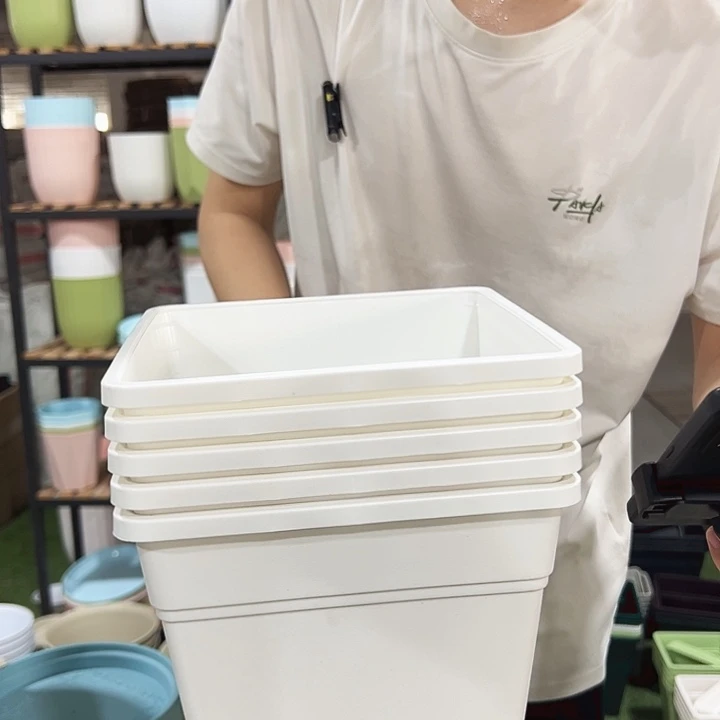 正品方盆口20高22白色5只带托