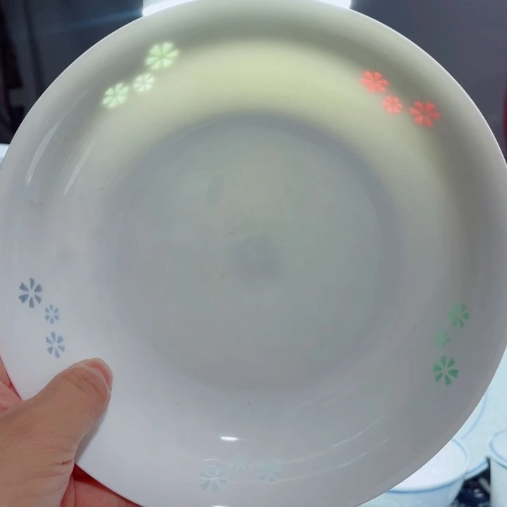 青花玲珑8寸窝盘三星花彩玲珑