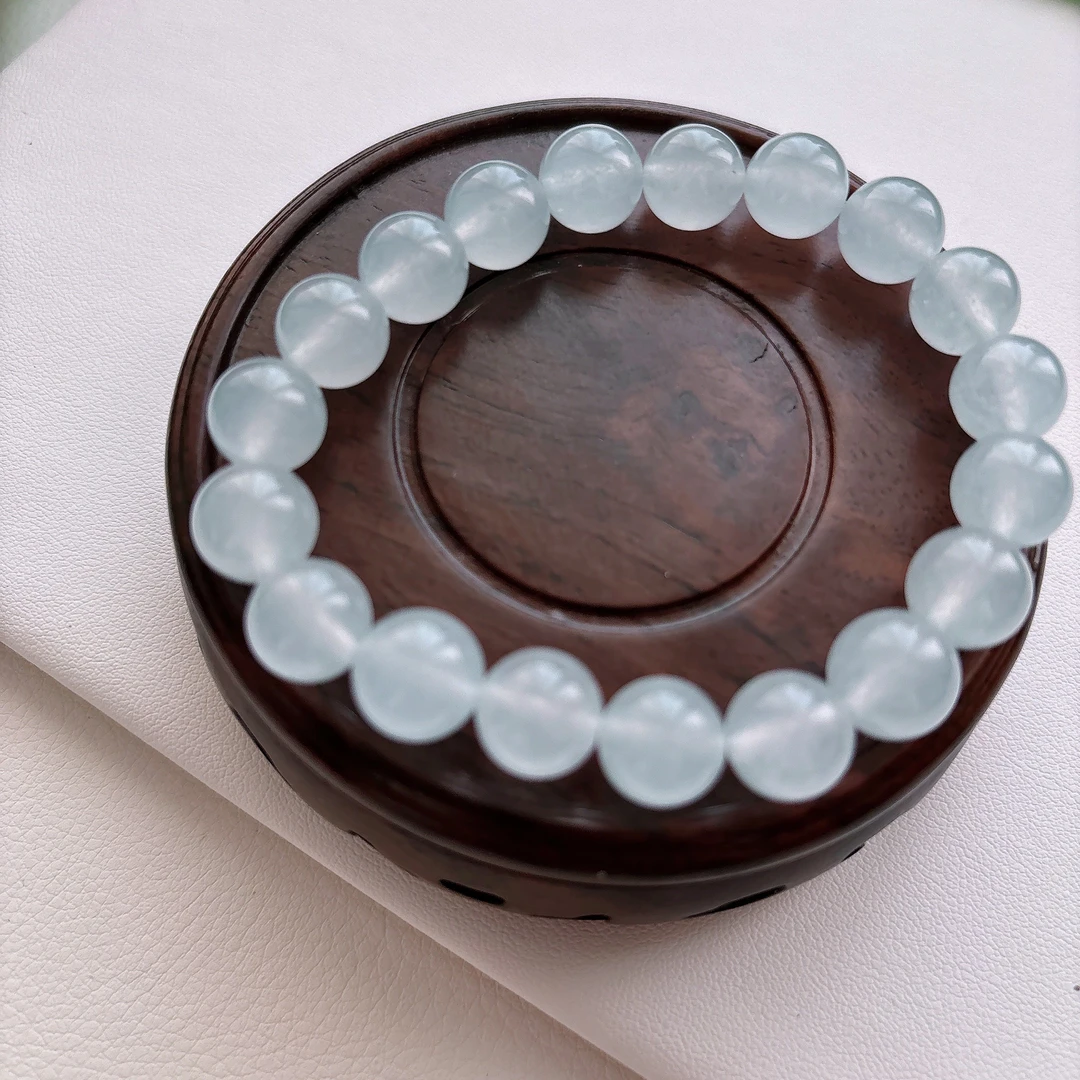 卡10缅料白冰圆珠手串-多样性发一串