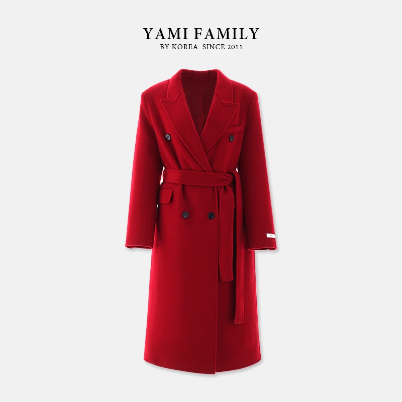 YM 556 秋冬大衣气质纯色修身翻领双面羊毛大衣外套【昭昭专属】