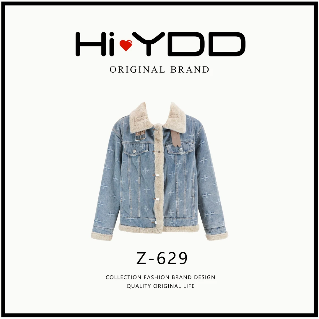 YDD•「Z-629」秋冬时尚气质加绒加厚牛仔外套女深秋初冬夹克MM-036