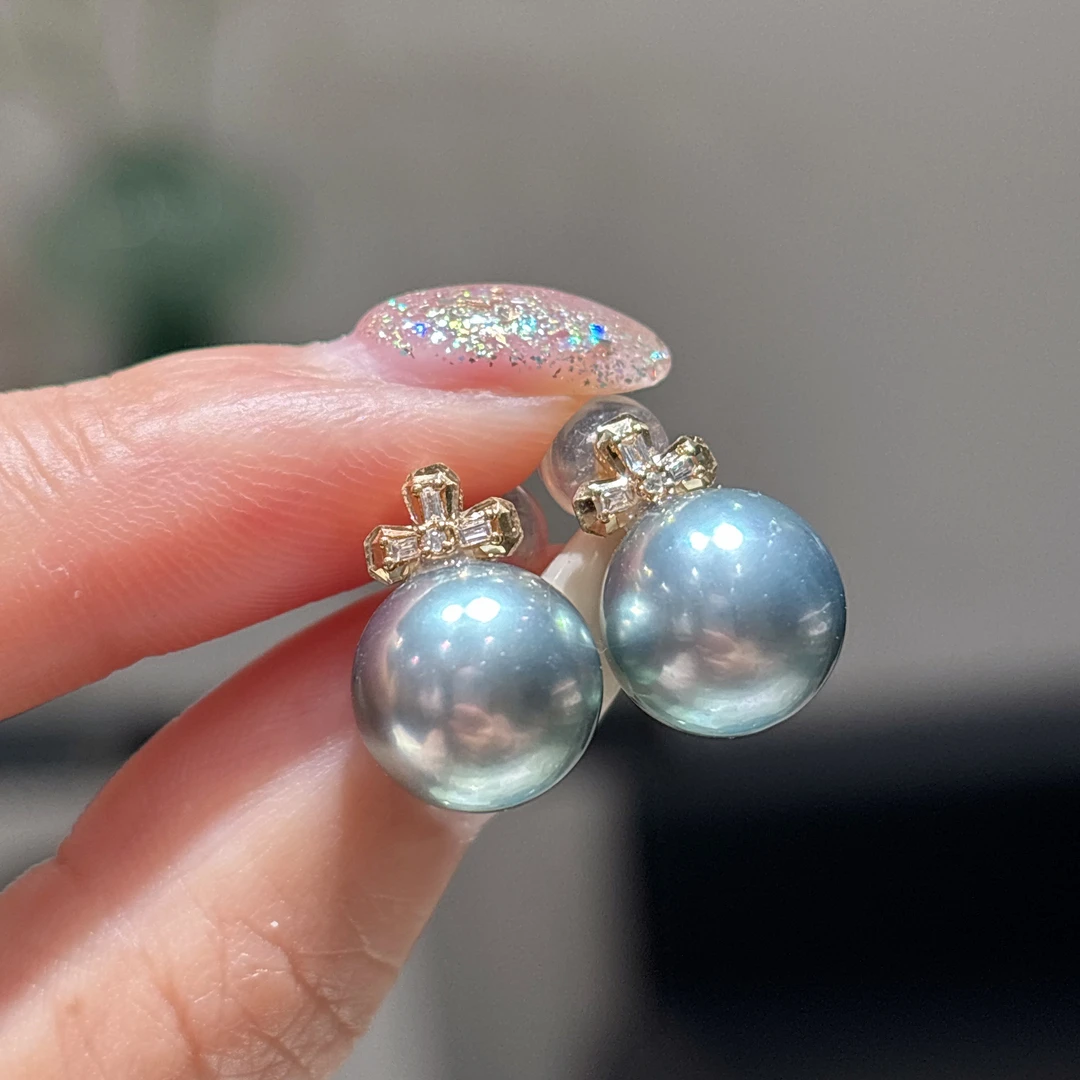 10-11mm高级感 冰透铂金灰耳钉 48小时鉴赏期