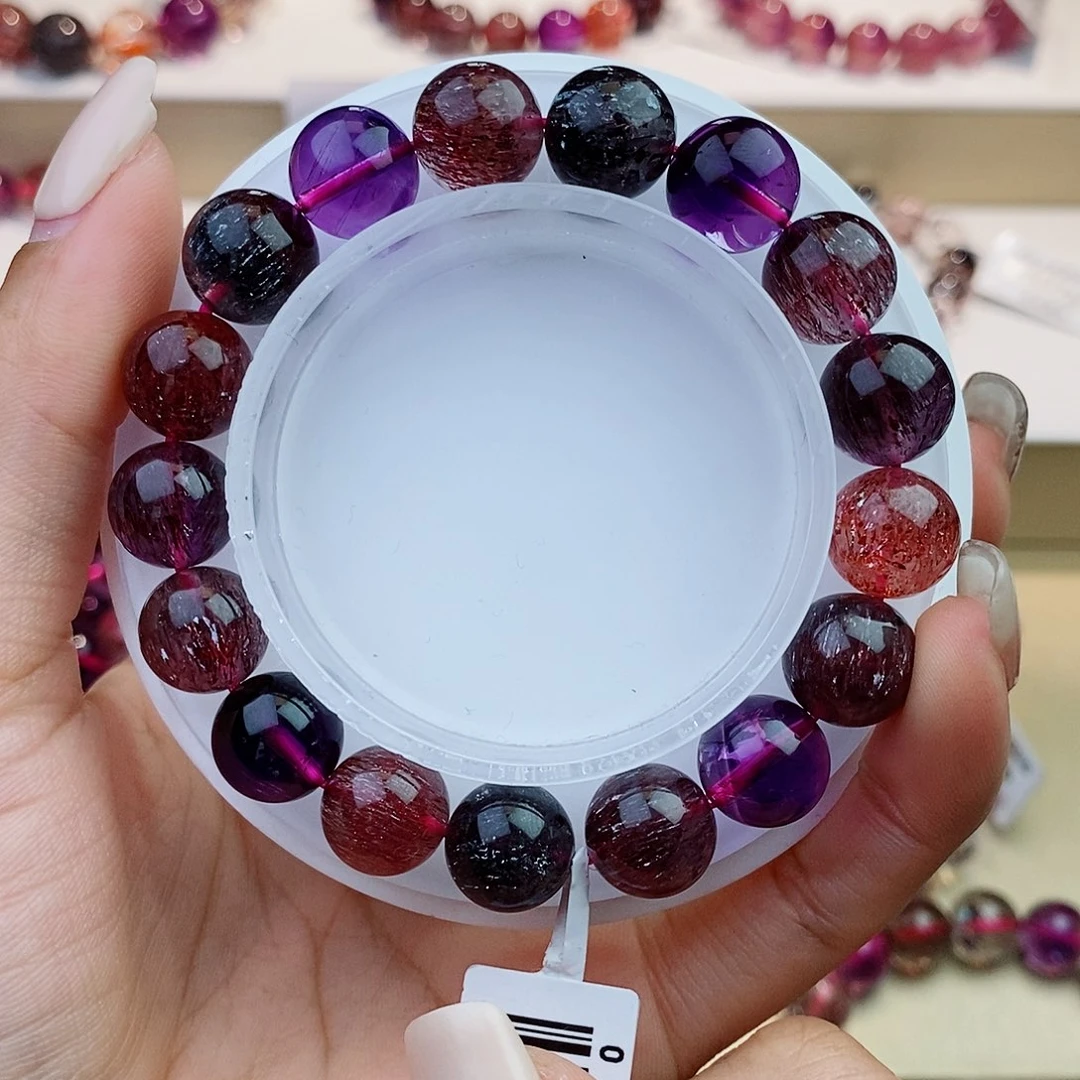 水晶手链未镶嵌黑加仑超七11+