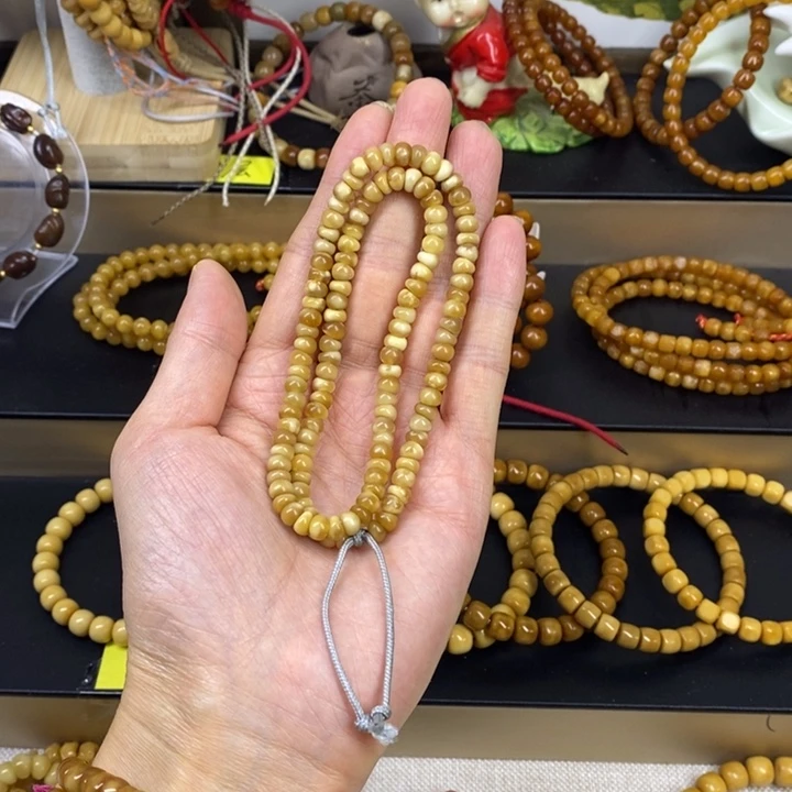 龙脊菩提玉化妖花蒜瓣108颗6 mm微缩尺