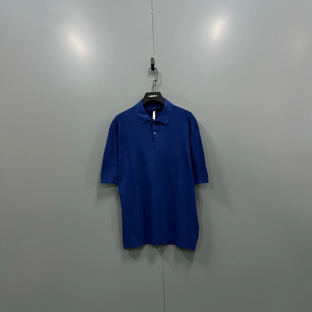 99新 ZEGNA 楠 蓝色针织短袖polo衫 54码/99新/015123