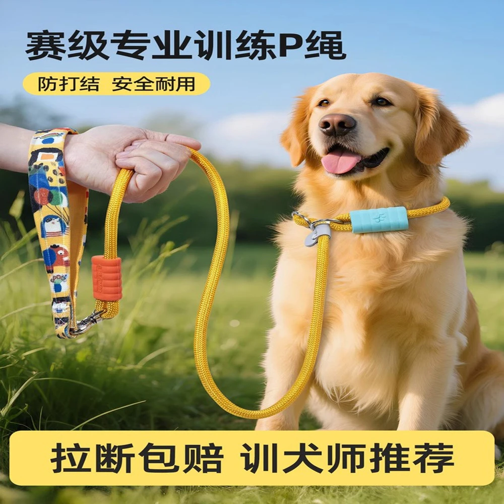 新款P绳狗狗牵引绳中小型犬外出遛狗链大狗防爆冲打结宠物牵引绳