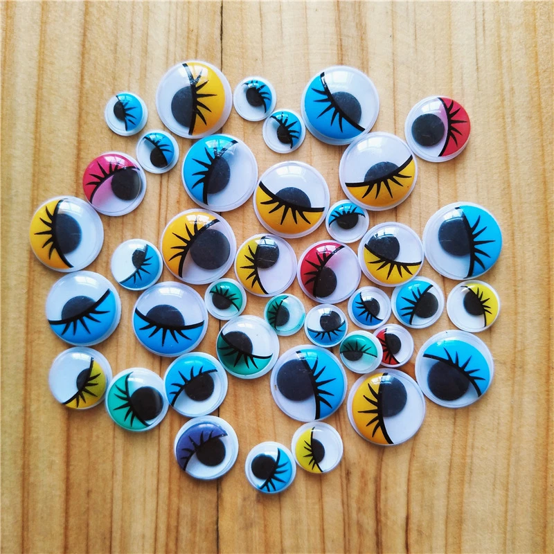 儿童DIY制作材料配件娃娃活动眼珠 黑白 彩色睫毛活动眼睛