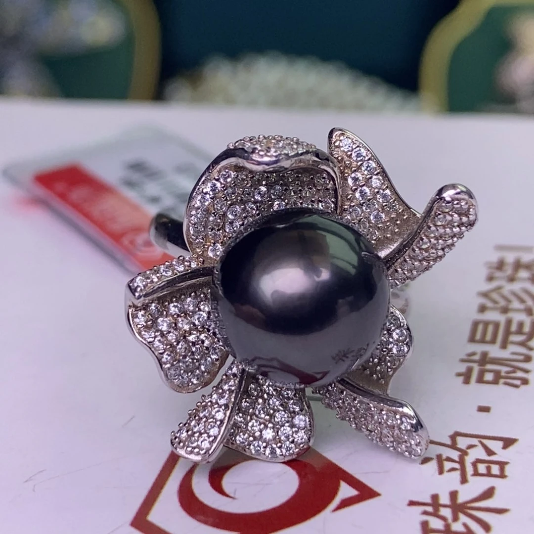 银S925镶嵌戒指海水珍珠