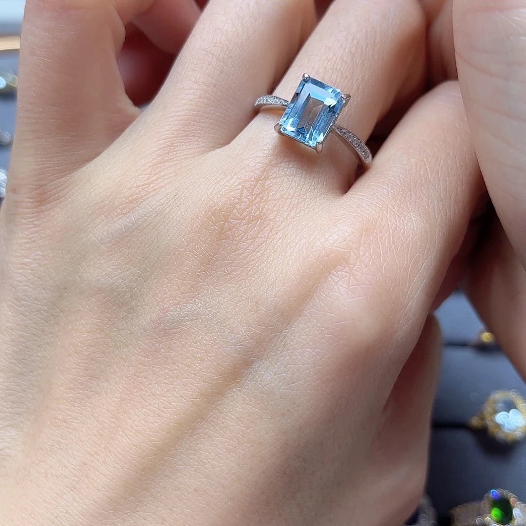 托帕石戒指银S925镶嵌