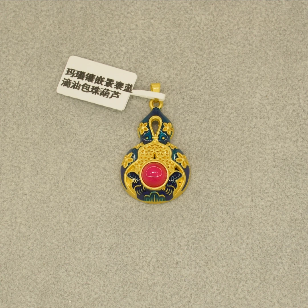 玛瑙镶嵌景泰蓝滴油包珠葫芦