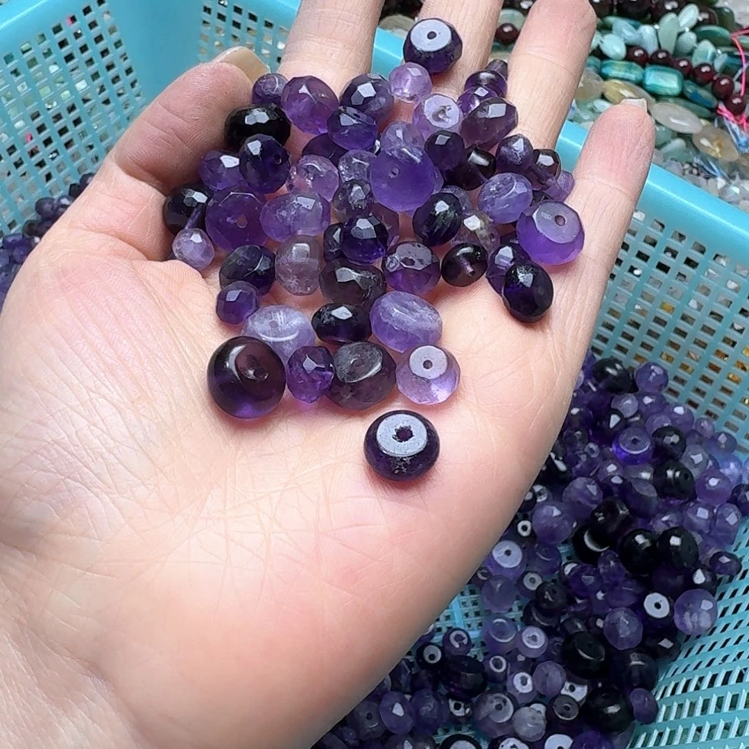 玛瑙/玉髓合金珠宝半成品30颗紫水晶刻面隔珠