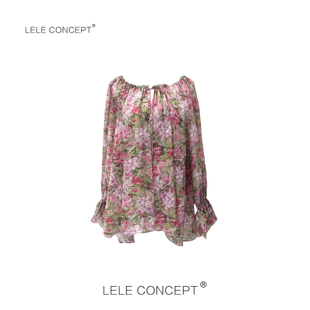 LELE CONCEPT 丨【如一】气质碎花一字肩上衣 S0936