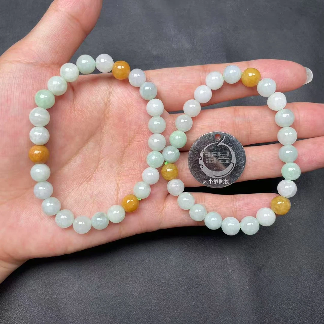 翡昱-N03-46613-830-天然A货翡翠手串/约7+/约24颗/-多样性发其一
