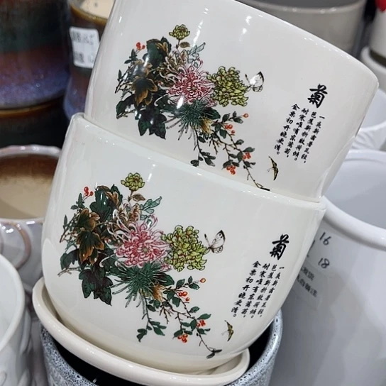 多肉绿植陶瓷花盆9.9包邮，有孔