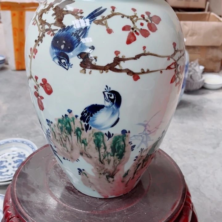 青花玲珑鸿运当头花瓶