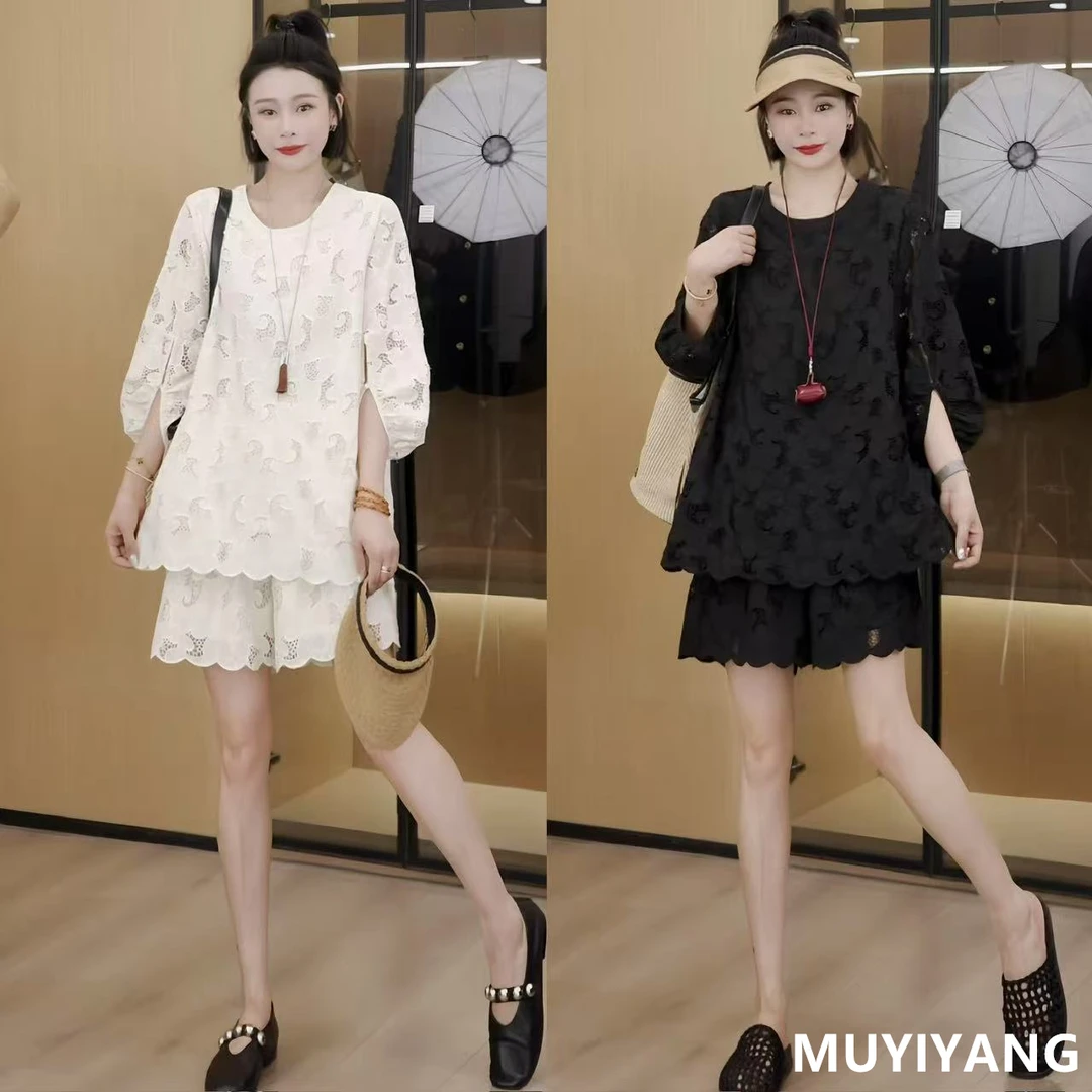 【锦绣】设计感小众重工刺绣镂空高定两件套装 衣长70 25-355#