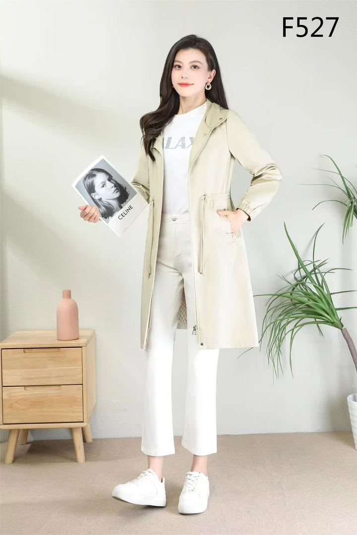 【Z021】中长款宽松型拉链少女风连帽长袖肯豆风新中式风衣SQY