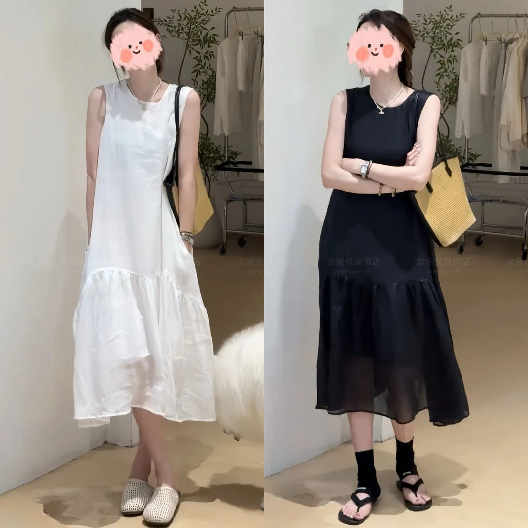 时尚气质小众度假连衣裙中长款吊带裙夏季无袖宽松