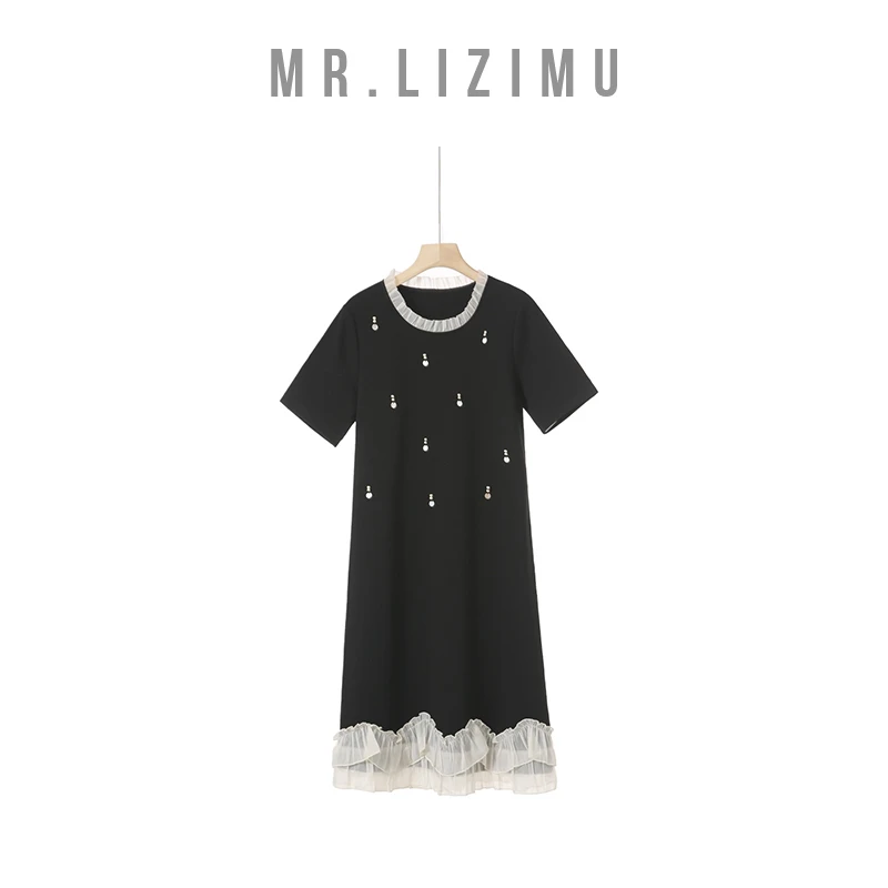 李子木先生海边等风裙荷叶边钉珠连衣裙子女款爆款2025新款高级感